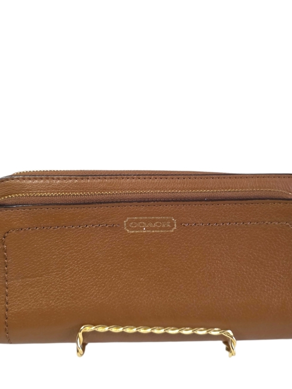 Coach Cognac Leather Double Zip Wallet Wristlet Large Organizer Clutch - Picture 2 of 15